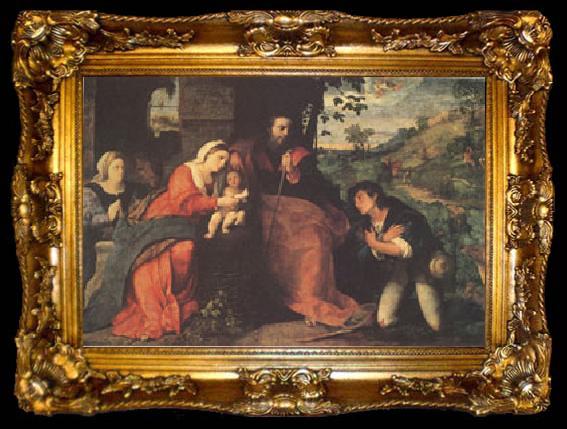framed  Palma Vecchio The Adoration of the Shepherds with a Donor (mk05), ta009-2